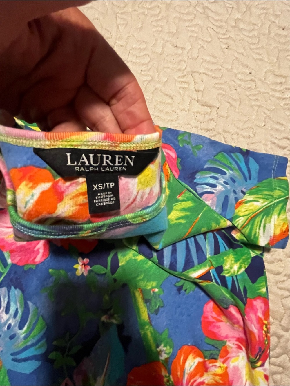 Lauren Ralph Lauren Blue Tropical Floral Short Sleeve Tee